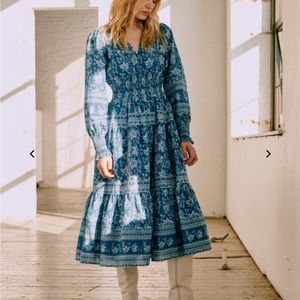 Sezane x Sea Blue Dress (Blandine dress, dahlia print) - size 38 / 8